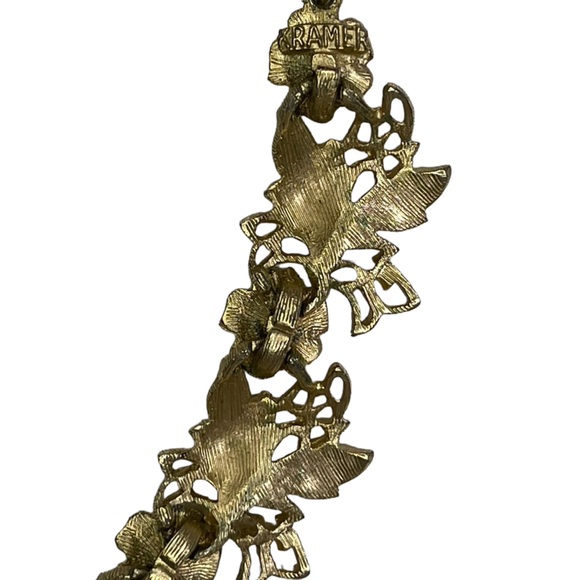 Vintage Signed Kramer Choker Necklace AB Rhinestones Gold Tone 12-16” Adjustable - Picture 12 of 15